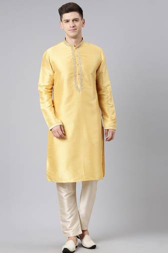 Yellow embroidered kurta set