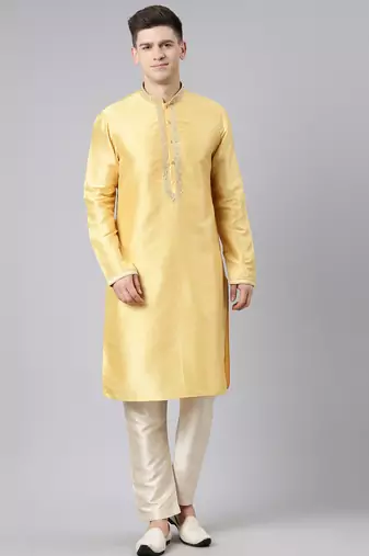 Yellow embroidered kurta set