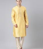 Yellow embroidered kurta set