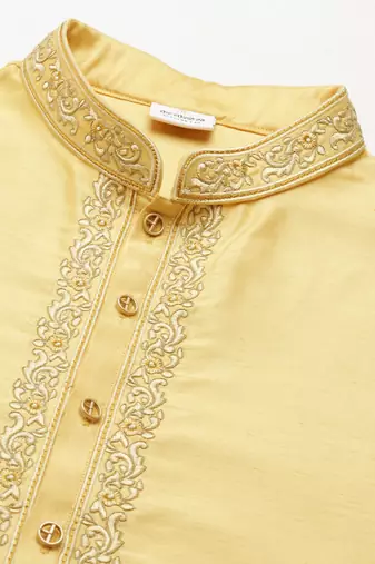 Yellow embroidered kurta set