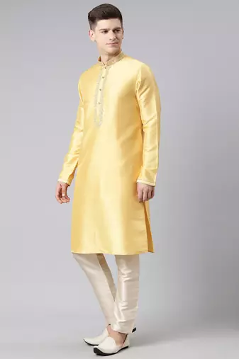 Yellow embroidered kurta set