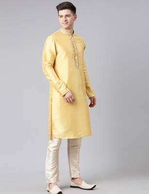 Yellow embroidered kurta set 5