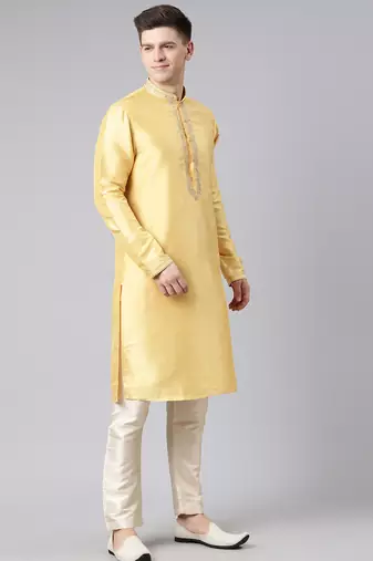 Yellow embroidered kurta set