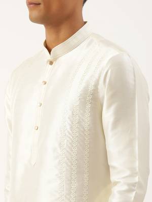 Cream dori embroidered kurta set 5