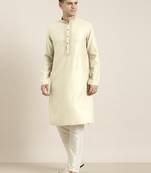 Cream cotton dori embroidered kurta