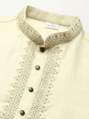 Cream cotton dori embroidered kurta 3