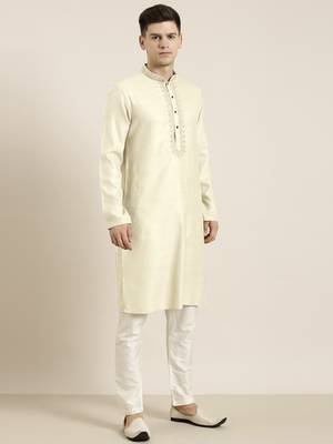 Cream cotton dori embroidered kurta 5
