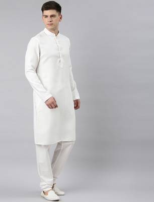 White self design cotton kurta set 4