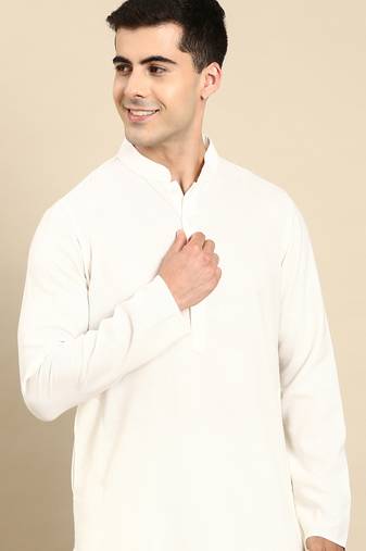 White twill weave cotton kurta set