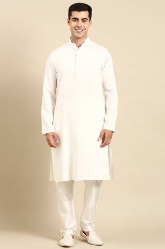 White twill weave cotton kurta set