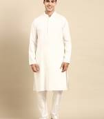 White twill weave cotton kurta set