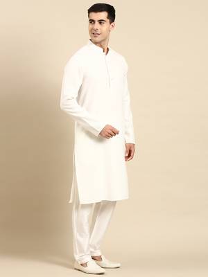 White twill weave cotton kurta set 5