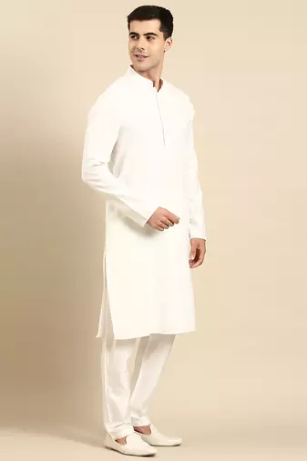 White twill weave cotton kurta set