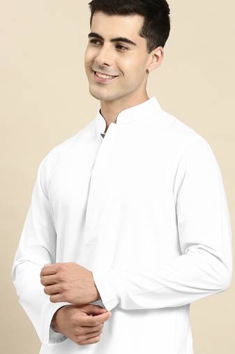 White fine cotton kurta set