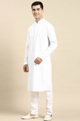 White fine cotton kurta set