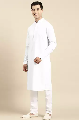 White fine cotton kurta set