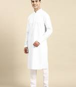 White fine cotton kurta set