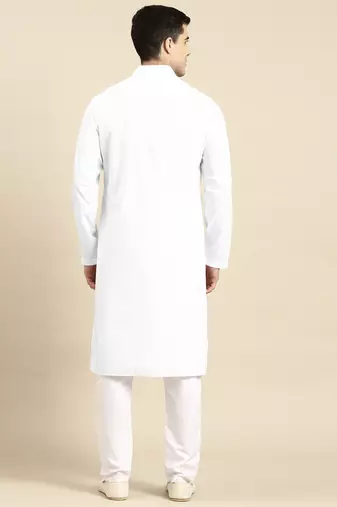 White fine cotton kurta set