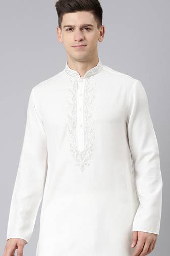 Cream cotton dori embroidery kurta