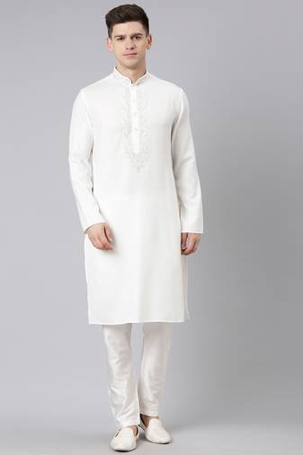 Cream cotton dori embroidery kurta