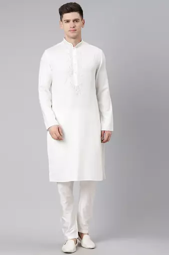 Cream cotton dori embroidery kurta