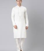 Cream cotton dori embroidery kurta