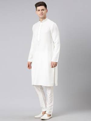 Cream cotton dori embroidery kurta 4