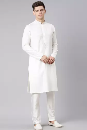 Cream cotton dori embroidery kurta