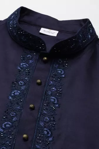Navy dori embroidery kurta set