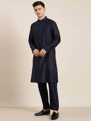 Navy dori embroidery kurta set 4