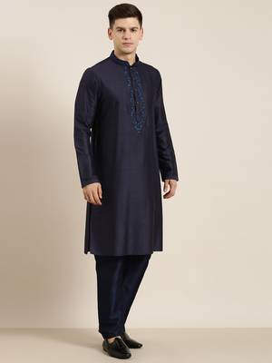 Navy dori embroidery kurta set 5