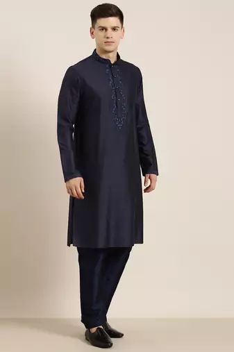 Navy dori embroidery kurta set