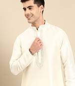 Creame silk dori embroidered kurta set