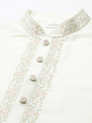 Creame silk dori embroidered kurta set 3