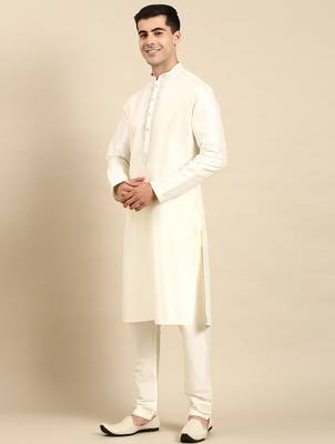 Creame silk dori embroidered kurta set 4
