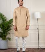 Beige fine cotton kurta set