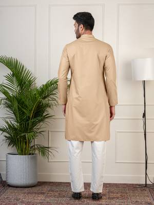 Beige fine cotton kurta set 4