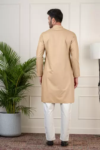 Beige fine cotton kurta set