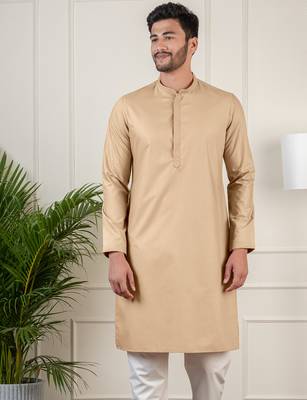 Beige fine cotton kurta set 5