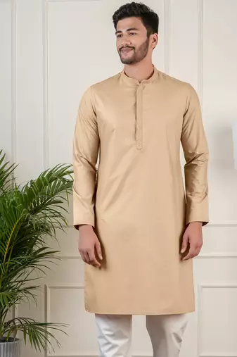 Beige fine cotton kurta set
