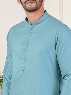 Teal fine cotton kurta set 2