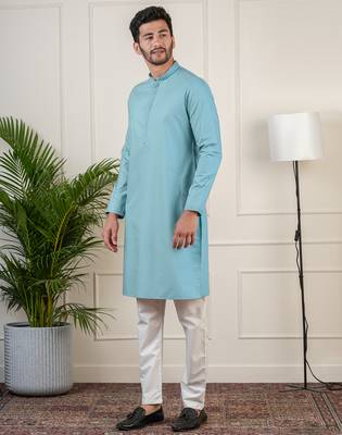Teal fine cotton kurta set 3