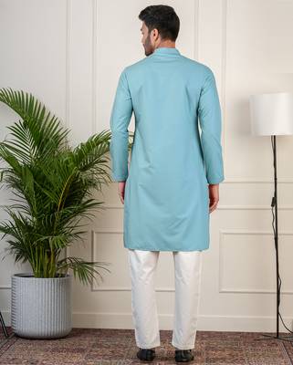 Teal fine cotton kurta set 4