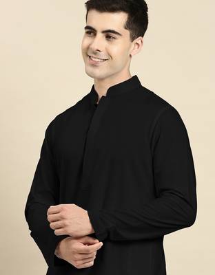 Black fine cotton kurta set 1