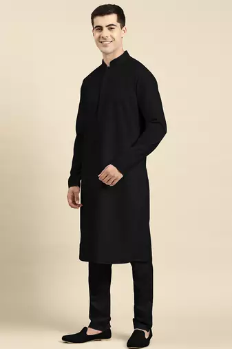 Black fine cotton kurta set
