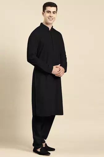 Black fine cotton kurta set