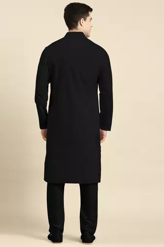 Black fine cotton kurta set