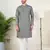 Grey cotton pathani kurta set with patch pocket