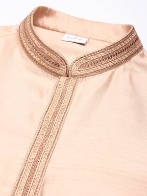 Peach art silk embroidered kurta set 2