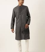 Grey pleated cotton kurta set